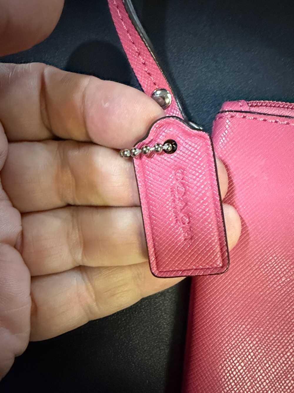 Coach Darcy Bow Strawberry Pink Saffiano leather wristlet. - Picture 2 of 3
